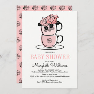 Tea Teacup & Fleurs Baby shower Invitation Card
