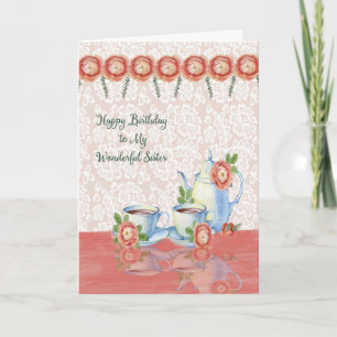Tea Time Anniversaire Carte pour votre soeur