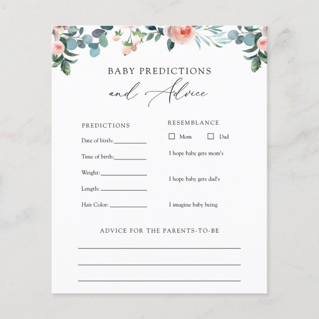 Tea Time Baby Advice and Predictions Card (Devant)