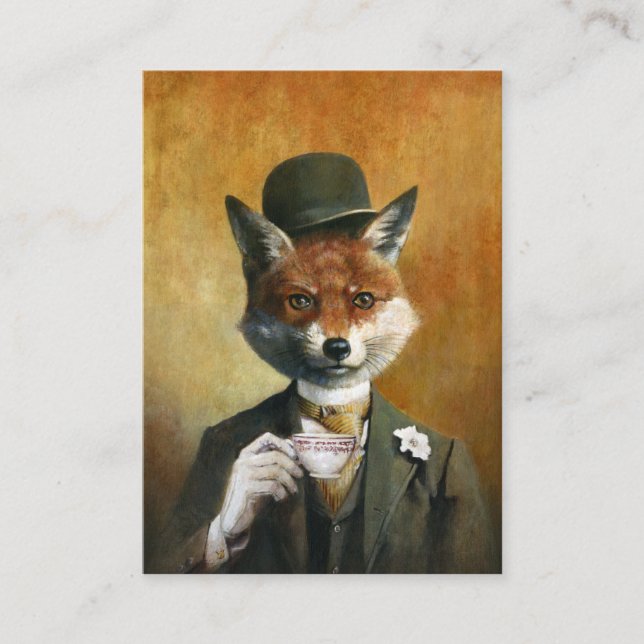 Tea Time M. Fox ACEO Carte de visite (Devant)
