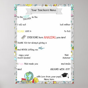 Teacher Chocolat Board, Candy Poster Message cadea