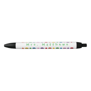 Teacher Cute Couleur Crayon Monogramme Vert Stylo