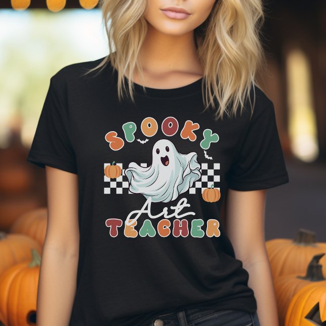 Teacher d'art éffrayant Halloween T-shirt rétro (Créateur téléchargé)