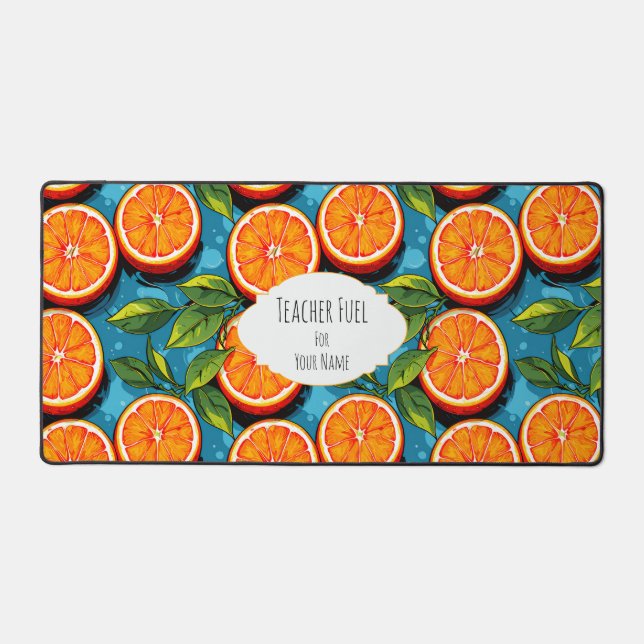 Teacher Fuel Orange – Personalized Desk Mat (Recto)