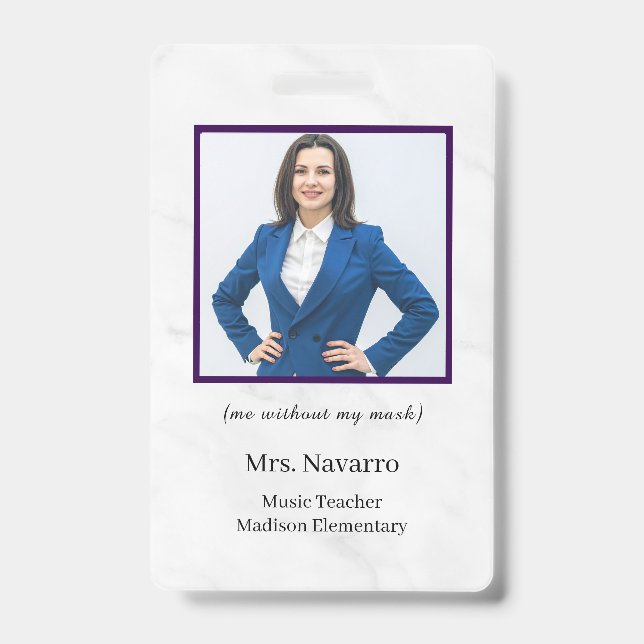 Teacher ID Card Name School Template Photo Badge  (Avant)