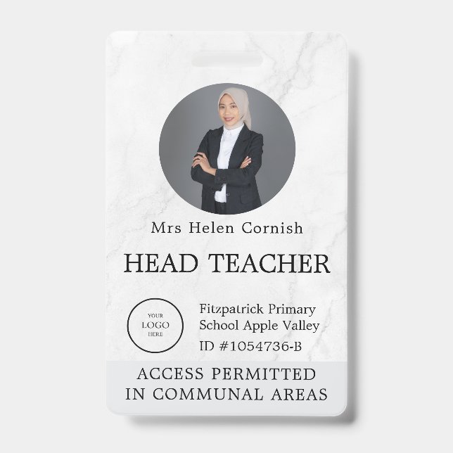 Teacher ID Card Name School Template Photo Badge  (Avant)