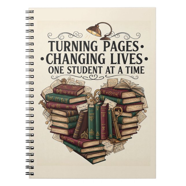 Teacher Journal Notebook | Turning Pages Heart (Devant)