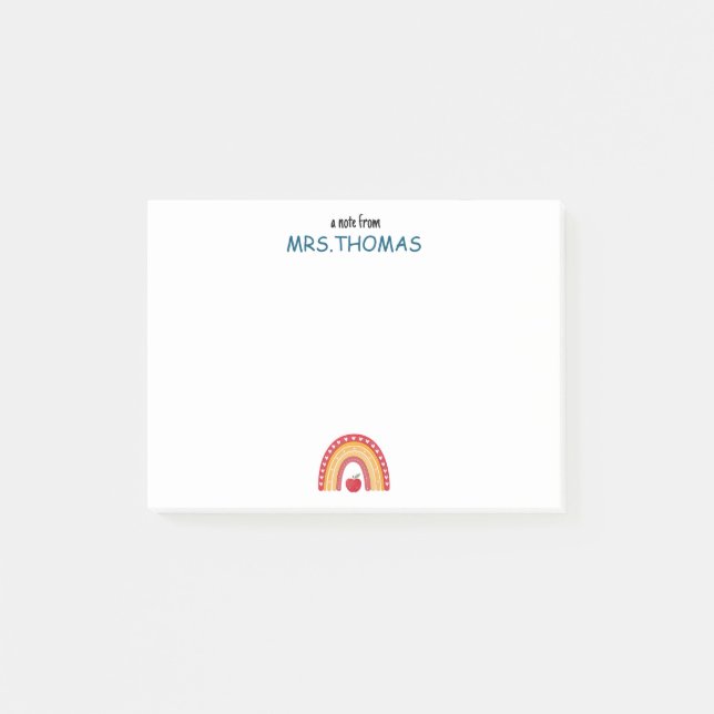 Teacher Post-it Notes – Personalized Rainbow Desig (Devant)