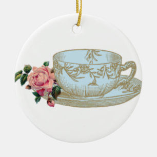 Teacup de Noël Ornement Ceramic Round
