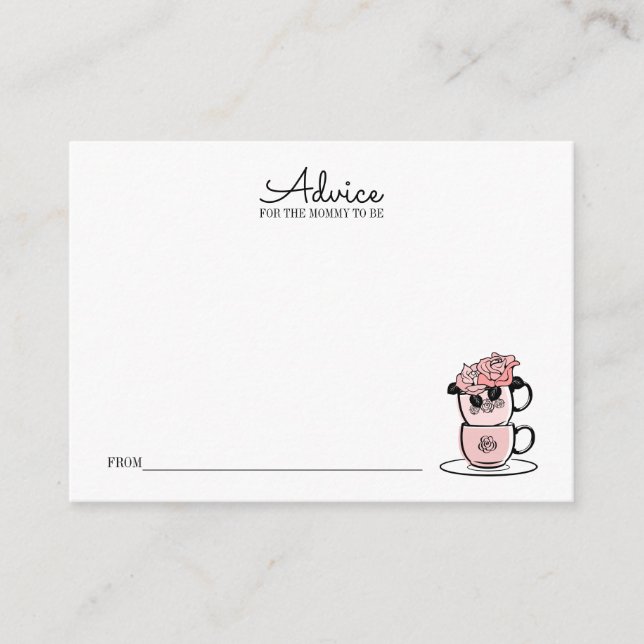 Teacup & Fleurs Baby shower Carte Conseils pour ma (Devant)