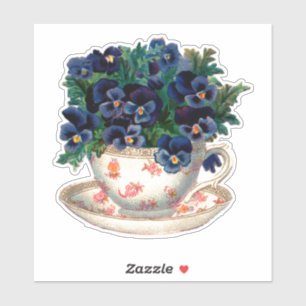 TEACUP vintage AVEC PANNEAUX STICKER TRANSPARENT