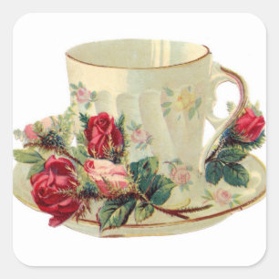 Teacup vintage et Sticker Rose