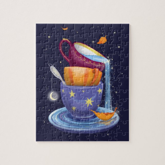 Teacups Fall Whimsical Jigsaw Puzzle (Vertical)