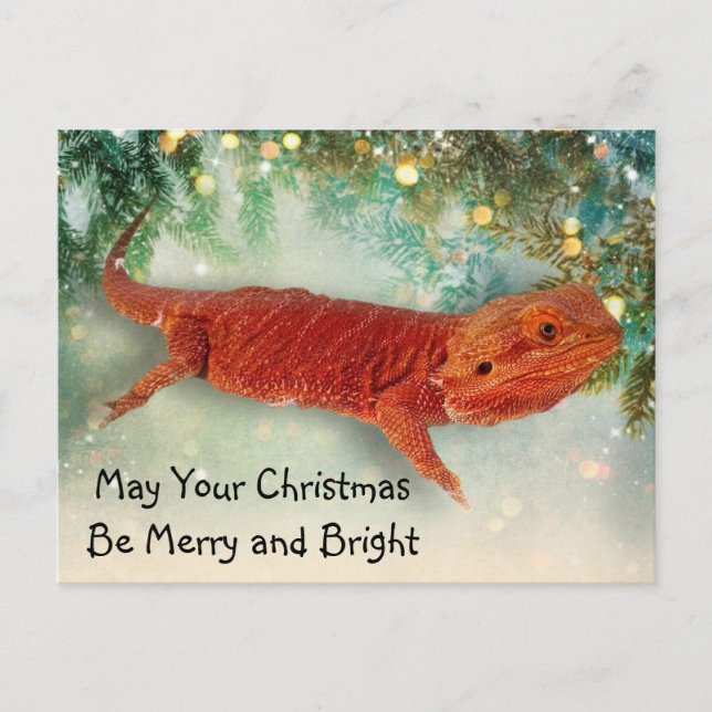 Teak the Bearded Dragon Christmas Carte postale (Devant)
