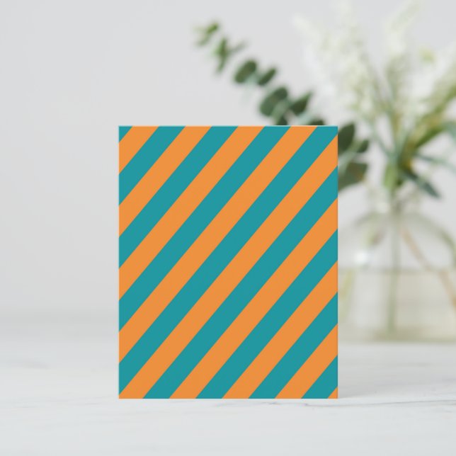 Teal and Orange Diagonal Stripes Scrapbook Paper (Debout devant)