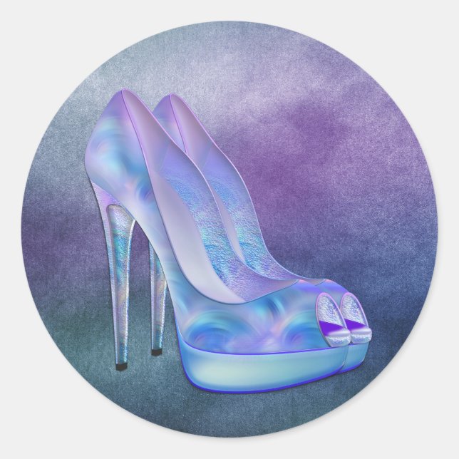 Teal Blue Lavender Purple High Heel Shoes Stickers (Devant)