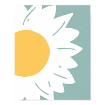 Teal Daisy – Art mural floral minimaliste