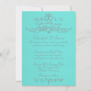 Teal de luxe simple et invitations de noces