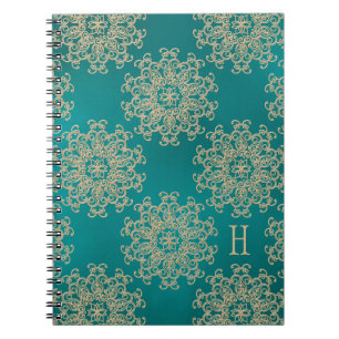 Teal décoré d'un monogramme et journal de carnet