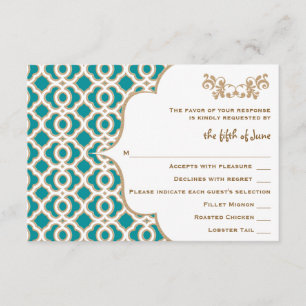 Teal et cartes marocaines de réponse de mariage