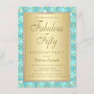 Teal et cinquantième invitations de fête