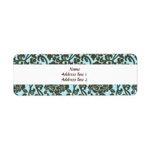 Teal et étiquettes de adresse Brown de damassé