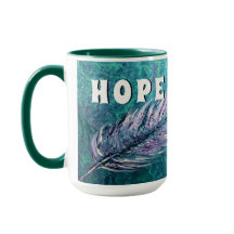 Teal et tasse d'espoir de Cancer ovarien de plume