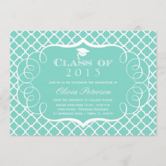 Teal + faire-part blanc d'obtention du diplôme de