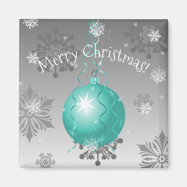 Teal Fancy Christmas Ornament Magnet (Devant)