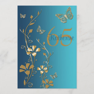 Teal, fleurs d'or et invitation de papillons