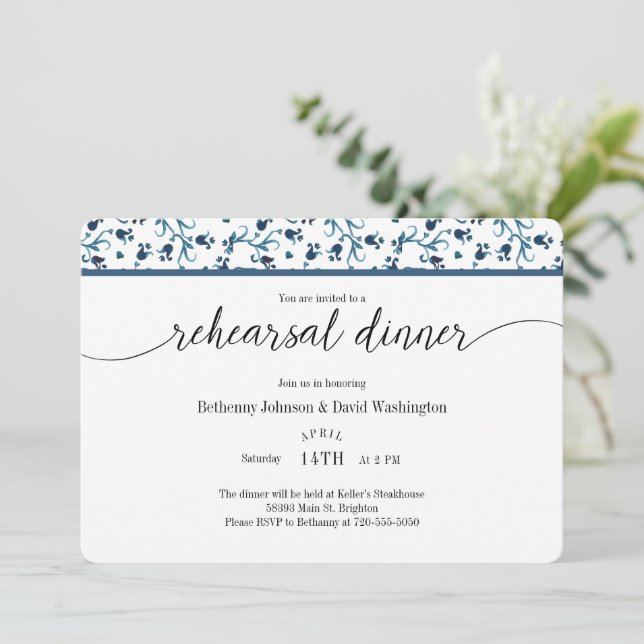 Teal Rehearsal Dinner Invitation (Debout devant)