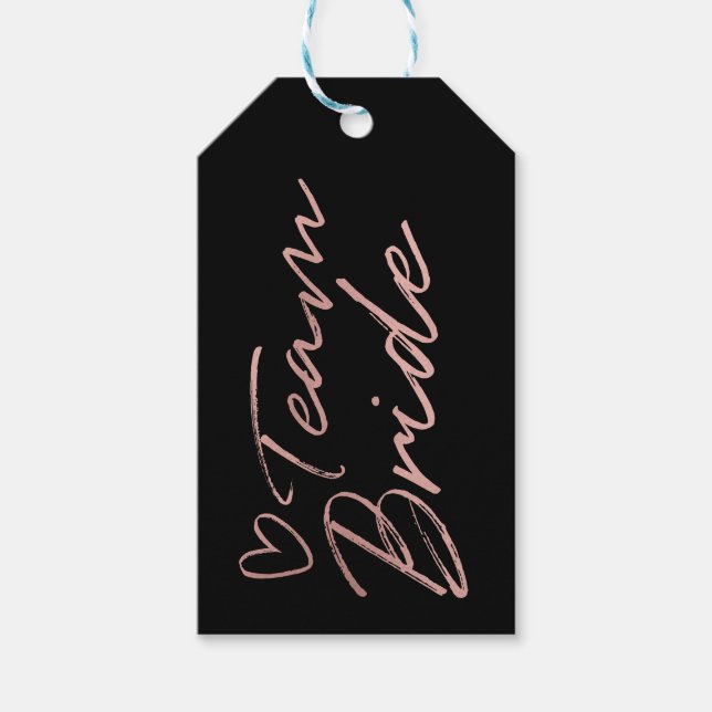 Team Bride - Rose Gold fausse étiquette cadeau (Devant)