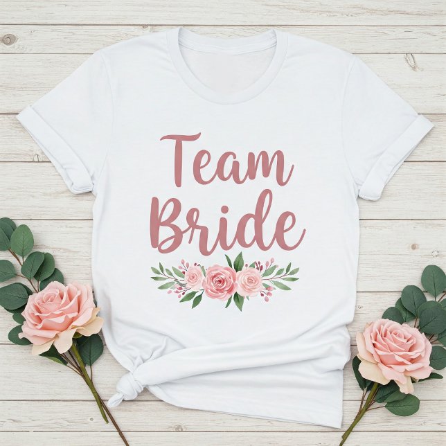 Team Bride T-Shirt for Bridesmaids with Pink (Créateur téléchargé)