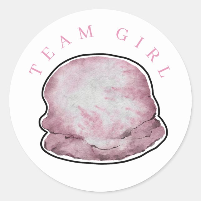 Team Girl Ice Cream Sticker Révéler Rond Sticker.  (Devant)