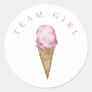 Team Girl Ice Cream Sticker Révéler Rond Sticker.