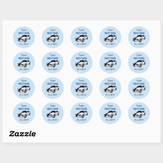 Team Mustang Stickers for Gender Reveal  (Feuille)