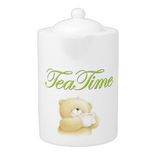 Teapot avec imprimé ours en Teddy et fleurs.