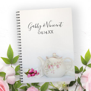 Teapot avec rose Roses Mariage livre d'hôte