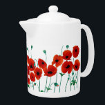 Teapot de Poppy<br><div class="desc">Teapot de pavot,  jolies fleurs rouge vif aux tiges vert doux. Poêle à thé de taille moyenne,  sortir à l'arrivée des clients,  utiliser dans le jardin lorsque le soleil est dehors,  ou même sur votre étagère,  il aura l'air délicieux.</div>