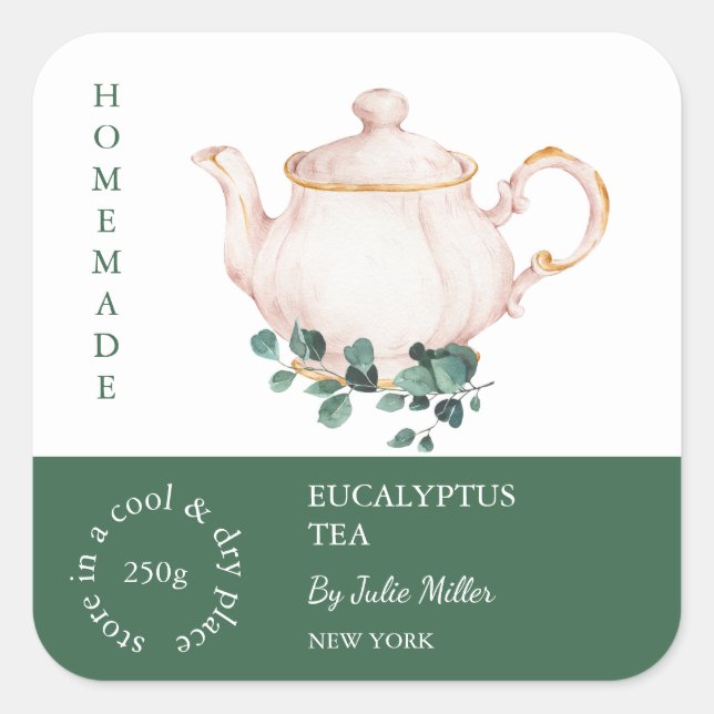 Teapot Eucalyptus Tea Étiquette (Devant)