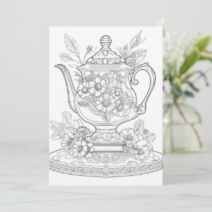 Teapot floral   Colorez votre propre salutation