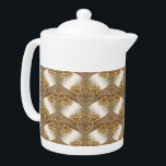 Teapot floral orné d'or moderne<br><div class="desc">Belle théière Florale Ornée Or Moderne</div>