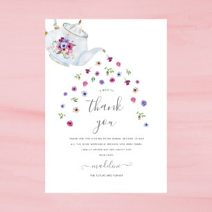 Teapot Floral Tea Party Carte de remerciements