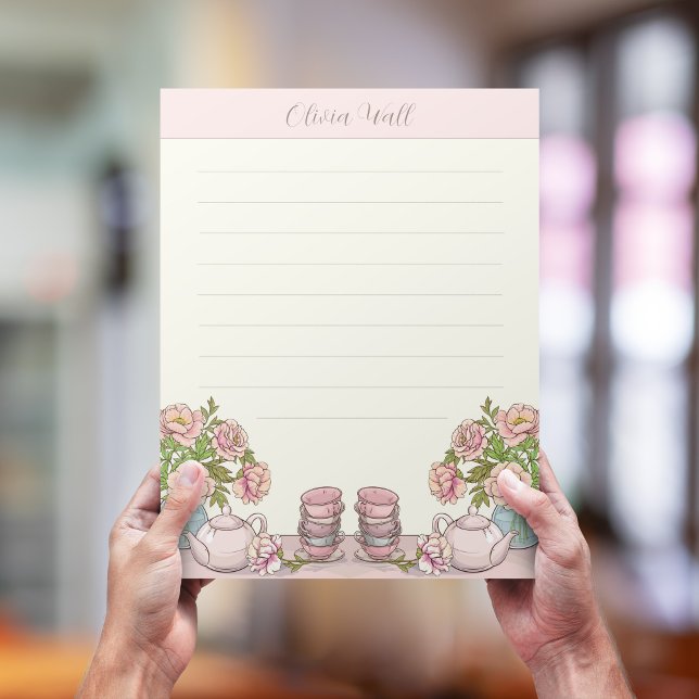 Teapot jaune rose Nom Lettre Linne Papier (Créateur téléchargé)