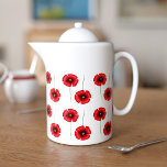 Teapot Motif Poppy<br><div class="desc">Une jolie théière de pavot avec un motif de pavot rouge. Parfait pour le thé au pavot</div>