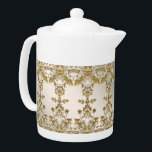 Teapot Orné Or Floral Blanc<br><div class="desc">Belle théière Ornée Or Floral Blanc</div>