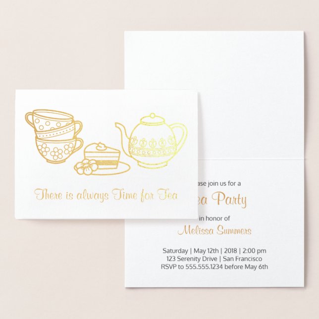 Teapot, Teapups et Cake Tea Party Invitation (Affichage)