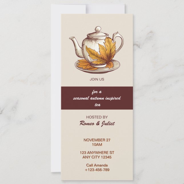 Teapot Thanksgiving Tea Party Invitation (Devant)