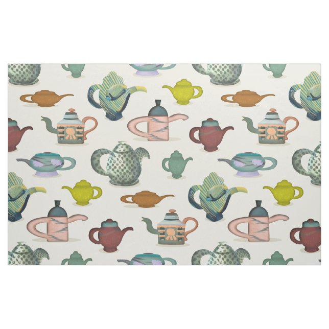 Teapots - des pots de thé peints sur tissu (Fat Quarter)
