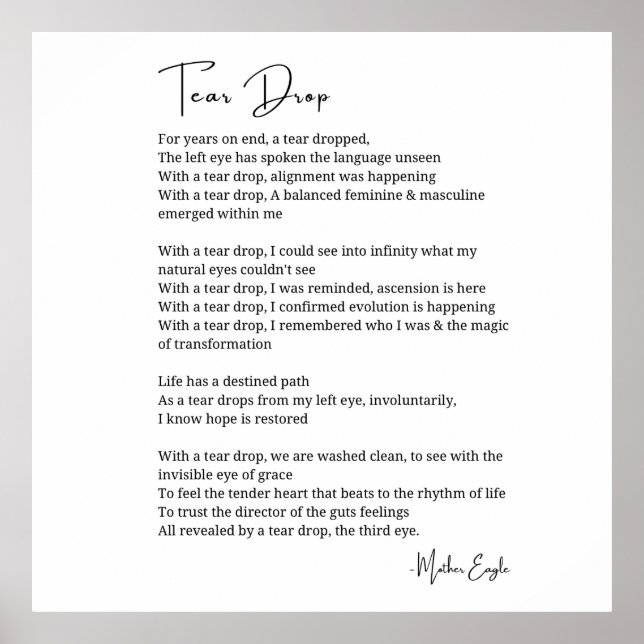 Tear Drop Awakening Troisième oeil poème poster ar (Devant)